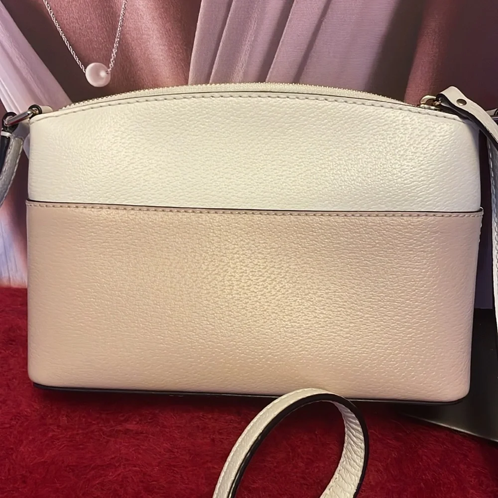 KATE SPADE GROVE STREET MILLIE LEATHER CROSSBODY TAN AND CREAM
